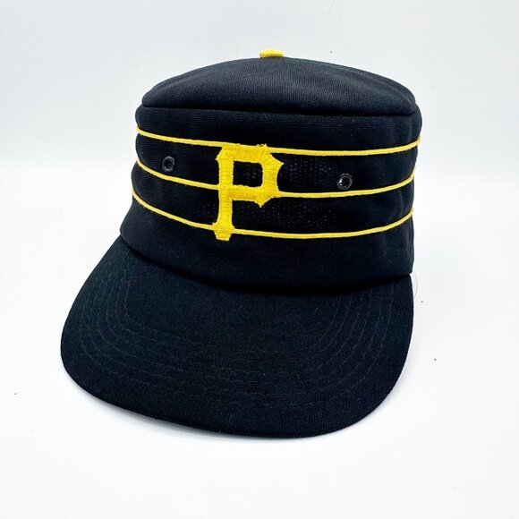 Vintage 80s Pittsburgh Pirates MLB Pillbox Snapback Baseball Hat Cap San Sun - Picture 1 of 9